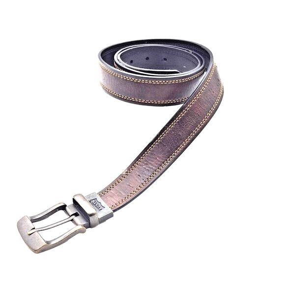 Levi Leather Belt Size 44 Decorative Stitching Work Dress Brown Men's Work - Picture 1 of 7